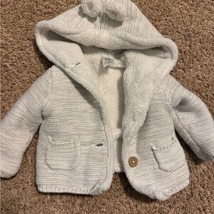 Carter’s White Knit Baby Jacket with bear ears
